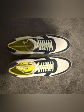 Men's White and Navy Athletic Sneakers